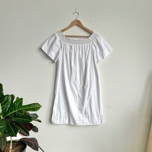 White Smocked Trapeze Dress